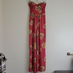 Band Of Gypsies Floral Strapless One Piece Long Coulottes S